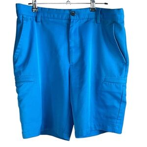 Izod Golf Mens Sz 34 Flat Front Athletic Golf Shorts Bright Blue